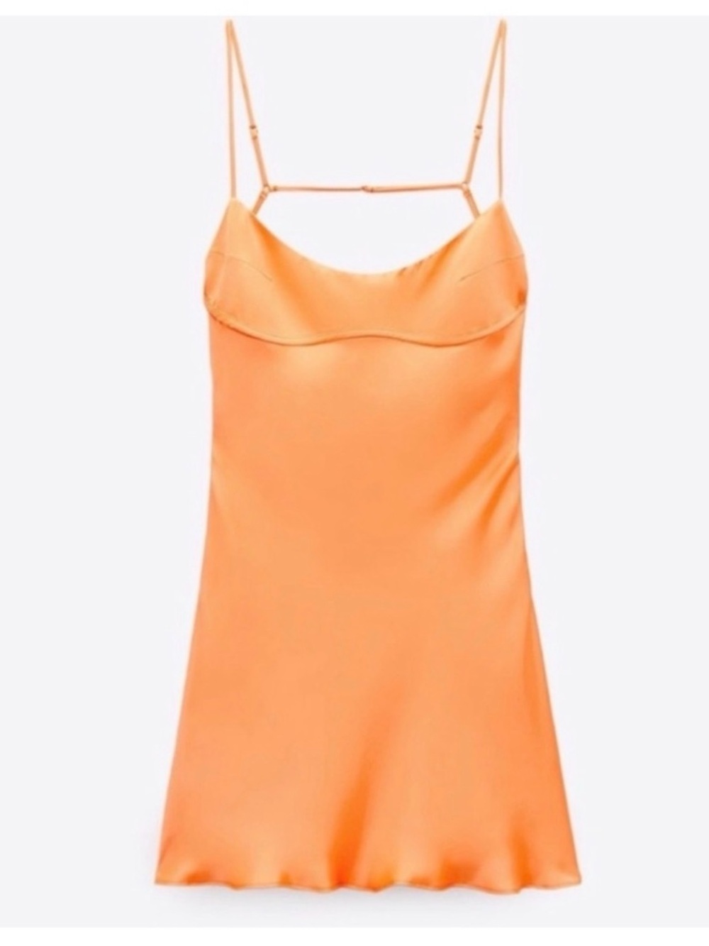 #18 Zara Peach Satin Mini Dress with Adjustable Straps